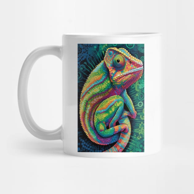 Reptile Lover and Lizard Lover Op Art Chameleon by Unboxed Mind of J.A.Y LLC 